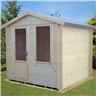 2.7m x 2.7m Premier Apex Log Cabin With Single Door And Window + Free Floor & Felt (19mm)