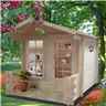 INSTALLED - 2.4m x 2.4m Premier Log Cabin With Fully Glazed Single Door With Single Window + Free Floor & Felt (19mm) 