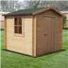 INSTALLED - 2.7m x 2.7m Premier Apex Log Cabin With Single Door and Opening Window + Free Floor & Felt (19mm) 