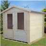 INSTALLED - 2.7m x 2.7m Premier Apex Log Cabin With Single Door And Window + Free Floor & Felt (19mm) 