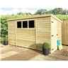 12 X 5 Pent Garden Shed - 12mm Tongue And Groove Walls - Pressure Treated - Single Door - 3 Windows + Safety Toughened Glass