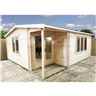 3.6m x 3.9m Premier Home Office Apex Log Cabin (Single Glazing) - Free Floor & (34mm) 