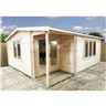 3.6m X 3.9m Premier Home Office Apex Log Cabin (single Glazing) - Free Floor & (34mm)