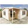 4m x 4.5m Premier Home Office Apex Log Cabin (Single Glazing) - Free Floor & (34mm) 