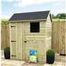 4 X 7 Reverse Apex Premier Garden Shed - 12mm Tongue And Groove Walls - Pressure Treated - Single Door - 1 Window - Safety Toughened Glass