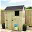 6 X 7 Reverse Apex Premier Garden Shed - 12mm Tongue And Groove Walls - Pressure Treated - Single Door - 1 Window - Safety Toughened Glass