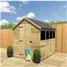 13 x 8  Super Saver Apex Shed - 12mm Tongue and Groove Walls - Pressure Treated - Low Eaves - Single Door - 4 Windows