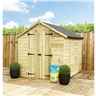 8 X 6  Super Saver Apex Shed - 12mm Tongue And Groove Walls - Pressure Treated - Low Eaves - Double Doors - Windowless