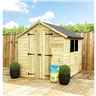 8 X 6  Super Saver Apex Shed - 12mm Tongue And Groove Walls - Pressure Treated - Low Eaves - Double Doors - 2 Windows + Safety Toughened Glass