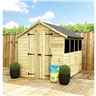 10 X 6  Super Saver Apex Shed - 12mm Tongue And Groove Walls - Pressure Treated - Low Eaves - Double Doors - 3 Windows + Safety Toughened Glass