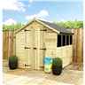 10 x 4  Super Saver Apex Shed - 12mm Tongue and Groove Walls - Pressure Treated - Low Eaves - Double Doors - 3 Windows