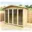 8 X 6 Pressure Treated Apex Garden Summerhouse - Long Windows - 12mm T&g - Overhang - Higher Eaves And Ridge Height - Toughened Safety Glass - Euro Lock With Key + Super Strength Framing