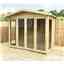 8 x 6 Pressure Treated Apex Summerhouse - LONG WINDOWS - 12mm T&G - Overhang - Higher Eaves & Ridge Height - Toughened Safety Glass - Euro Lock with Key + SUPER STRENGTH FRAMING + EXTRA SIDE WINDOWS