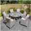 6 Seater Natural Stone Rattan Weave Dining Set